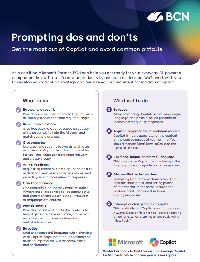 Microsoft Copilot: Prompting dos and don’ts